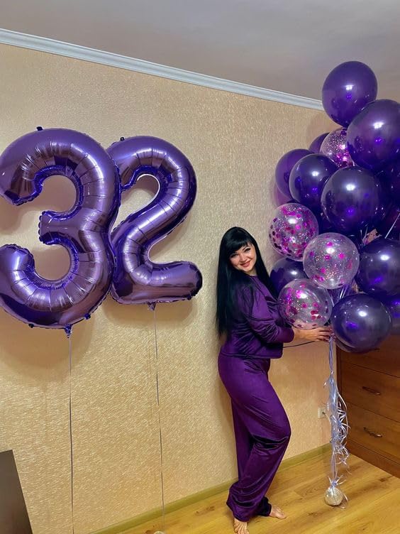 Purple Number 8 Balloon 40 Inch, 8 Balloon Number, 8th Birthday Decorations, Purple Party Supplies for Boys Girls