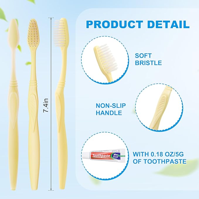 Disposable Toothbrush with Toothpaste Set, Individually Wrapped Soft Bristles Travel Size Manual Toothbrushes Kit in Bulk for Hotel/Travel/ Business/Donation/Homeless/Charity/Camping (200 Pack)