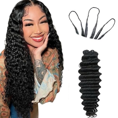 100% Human Hair Knotless Pre-Separated Crochet Hair Extensions Deep Culry Feather Hair Deep Wave Feather Line Hair Extensions Natural Color 18Inch 60g