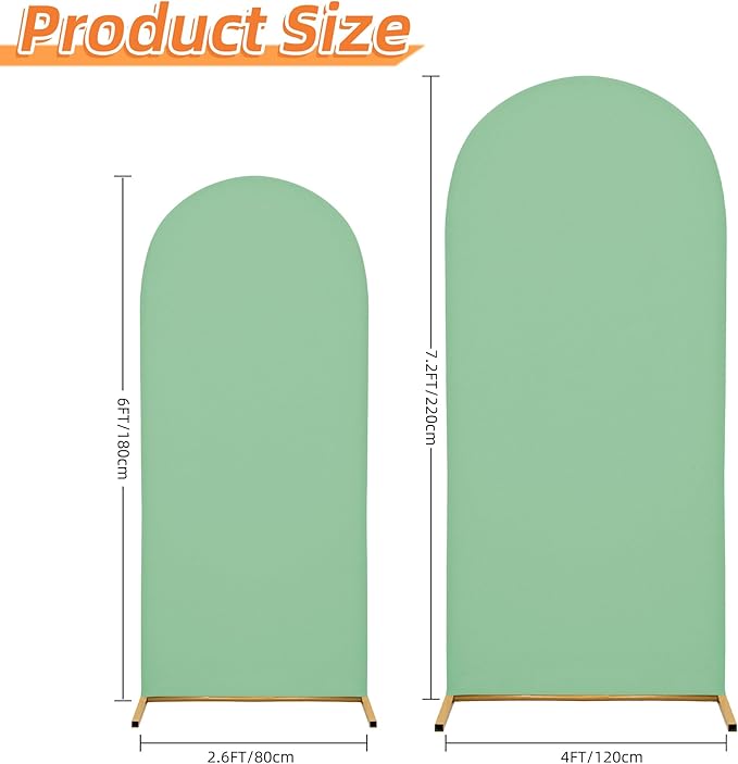 Arch Covers,Arch Backdrop Stand Fitted Cover for Wedding Birthday Party Ceremony Banquet Decoration(6.6FT,Mint Green,Cover Only)