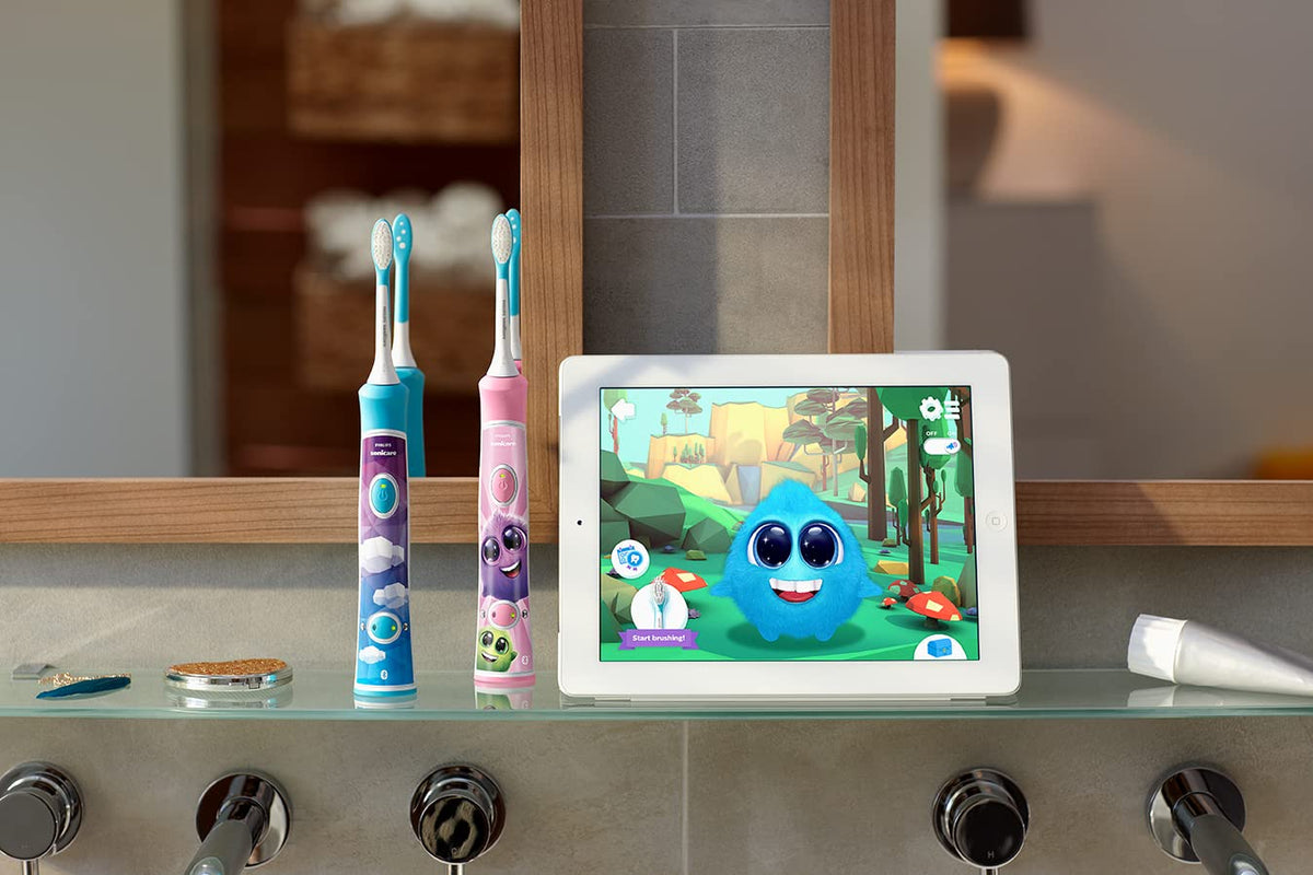 Philips Sonicare for Kids 3+ Bluetooth Connected Rechargeable Electric Power Toothbrush, Interactive for Better Brushing, Pink, HX6351/41