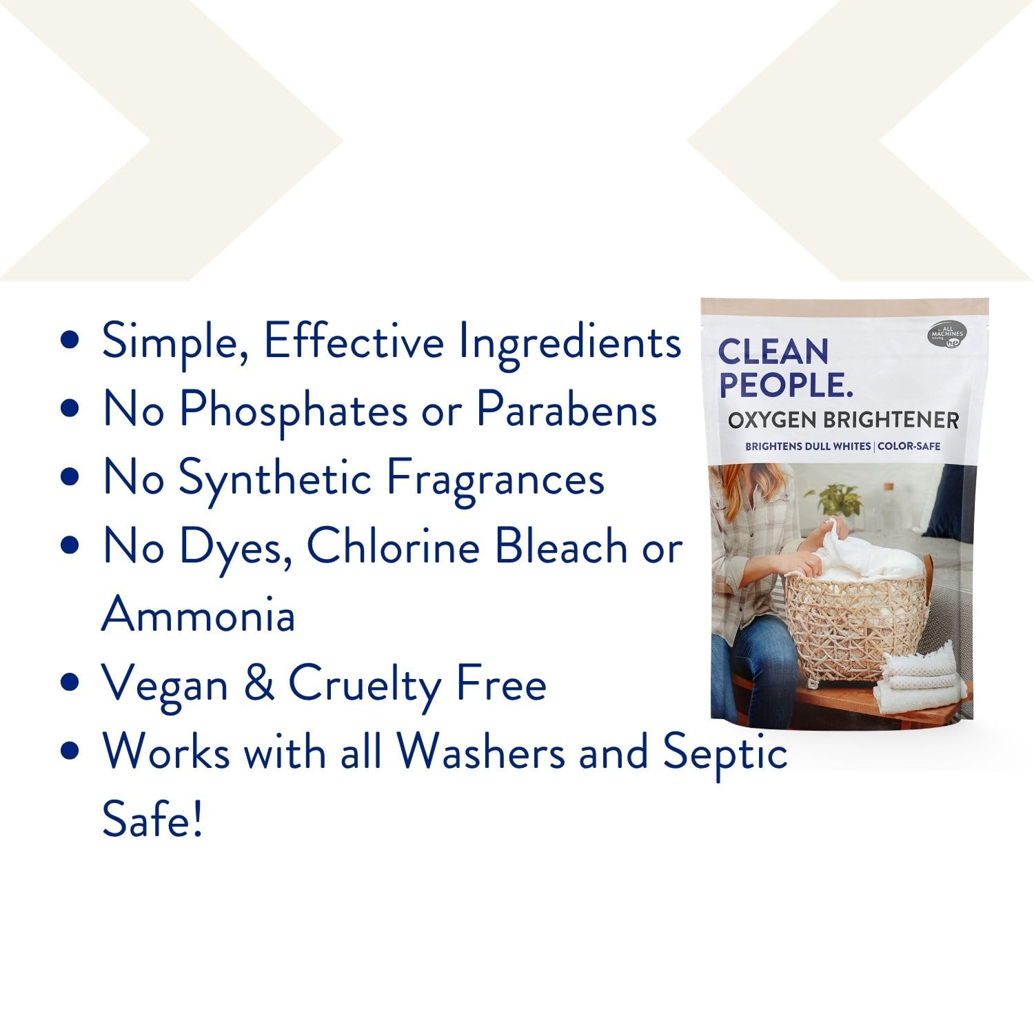 The Clean People Oxygen Brightener Stain Remover | Bleach Alternative, Simple Ingredients, Brightens Dull Whites AND Colors | 79 oz