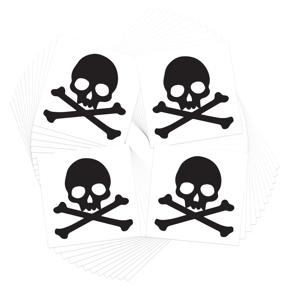 Skull & Crossbones Temporary Tattoos/Black/Perfect for Pirate Themed Events - Halloween - Sporting Events/Skin Safe/Removable (48-Pack)