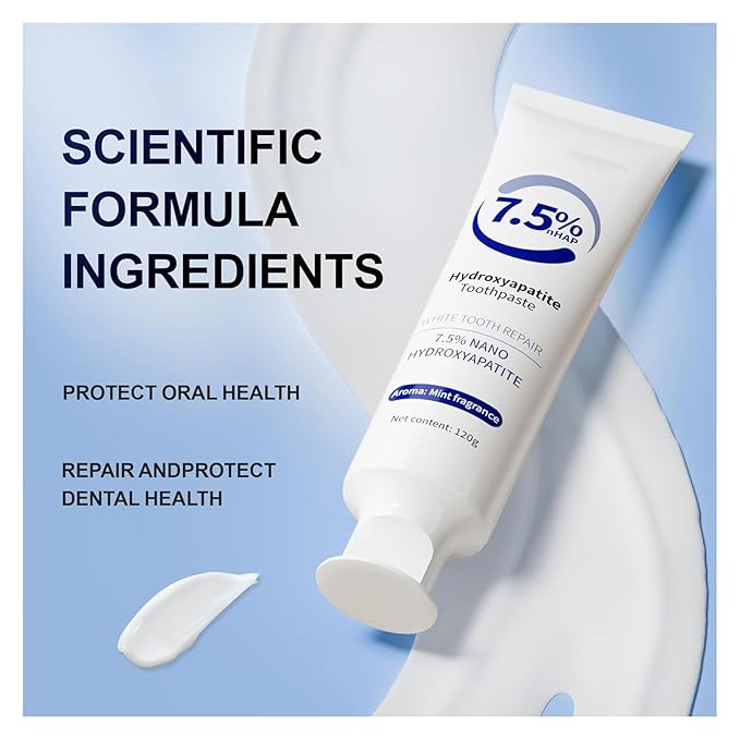 7.5% Hydroxyapatite Toothpaste， Hydroxyapatite Toothpastes for Enamel Protection and Tooth Strengthening, Repair and Protect Toothpaste 4.23oz (White)