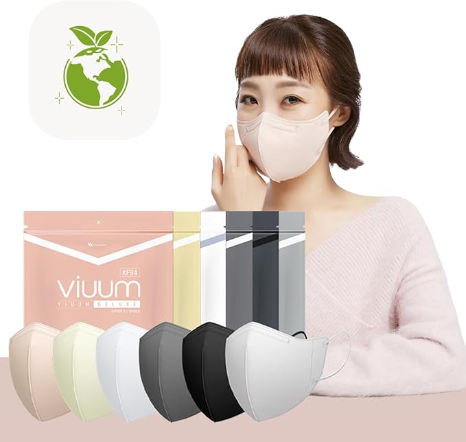 HOMSSEM [25pcs] VIUUM Deluxe Korean Face Color Mask– Soft and Durable Korea Face Mask for Adults –2D 4-Layer Filter 6Color (Pink beige-Medium)