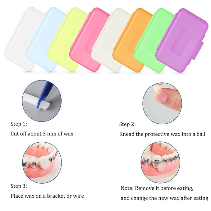 OBTANIM 12 Pack Blue Braces Wax Dental Care Orthodontic Wax for Braces Wearer