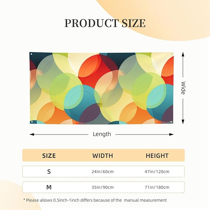 Colorful Retro Abstract Print Holiday Banner Hanging Resuable Banners Birthday Banner Welcome Banner For Office Christmas Party Farmhouse Decor Supplies,Medium