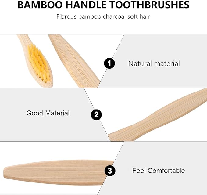 STAHAD Toothbrush Set 10pcs with Soft Wavy Bristles, Natural Fiber and Charcoal Infused Lightweight Toothbrushes for Personal Oral Care at Home and Travel