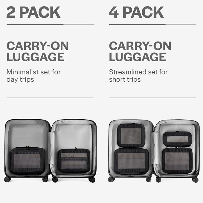 Aerotrunk Compression Packing Cubes for Travel - Luggage Organizer Bags - Double Zipper Packing Cubes for Suitcases (2-Pack, Black)