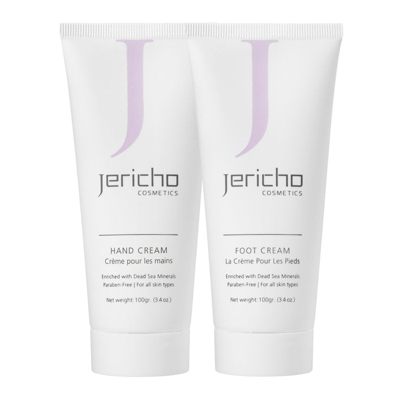 Jericho Dead Sea Hand & Foot Cream Set – Nourishing Aloe, Olive Oil & Dead Sea Minerals for Soft, Smooth Skin - 2 Pack (Hand Cream + Foot Cream), 3.4 oz Each