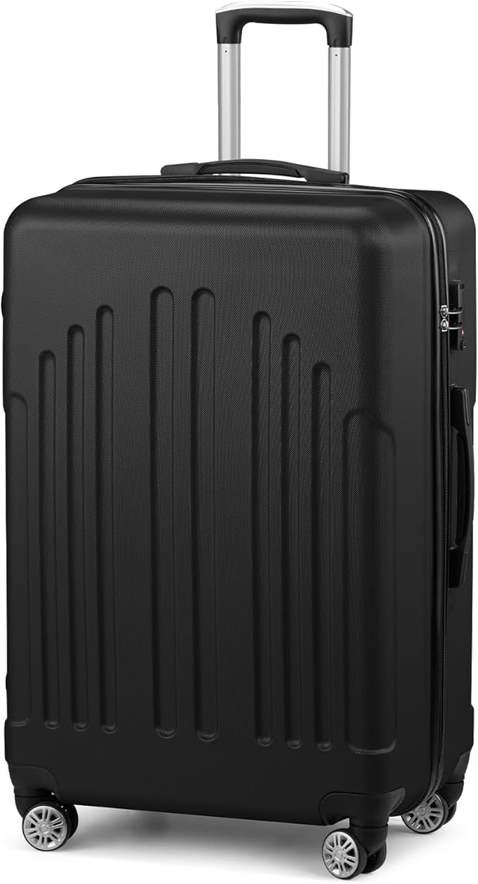 Karl home 28 Inch Check-in Luggage with Spinner Wheels, ABS Hardshell Checked Suitcase with TSA Lock, Durable Large Suitcase Rolling Luggage for Men Women, Black