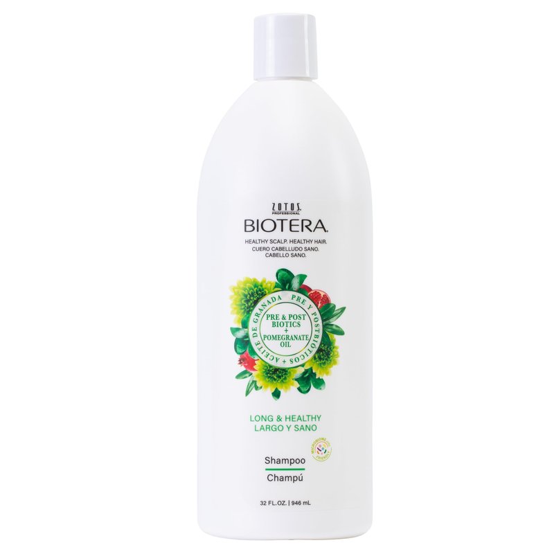 Biotera Strengthening Shampoo for Long, Growing Hair - Strengthens & Reduces Breakage with Coconut & Pomegranate Oil, Enhances Shine & Softness, Color-Safe, Vegan, 32 Fl Oz