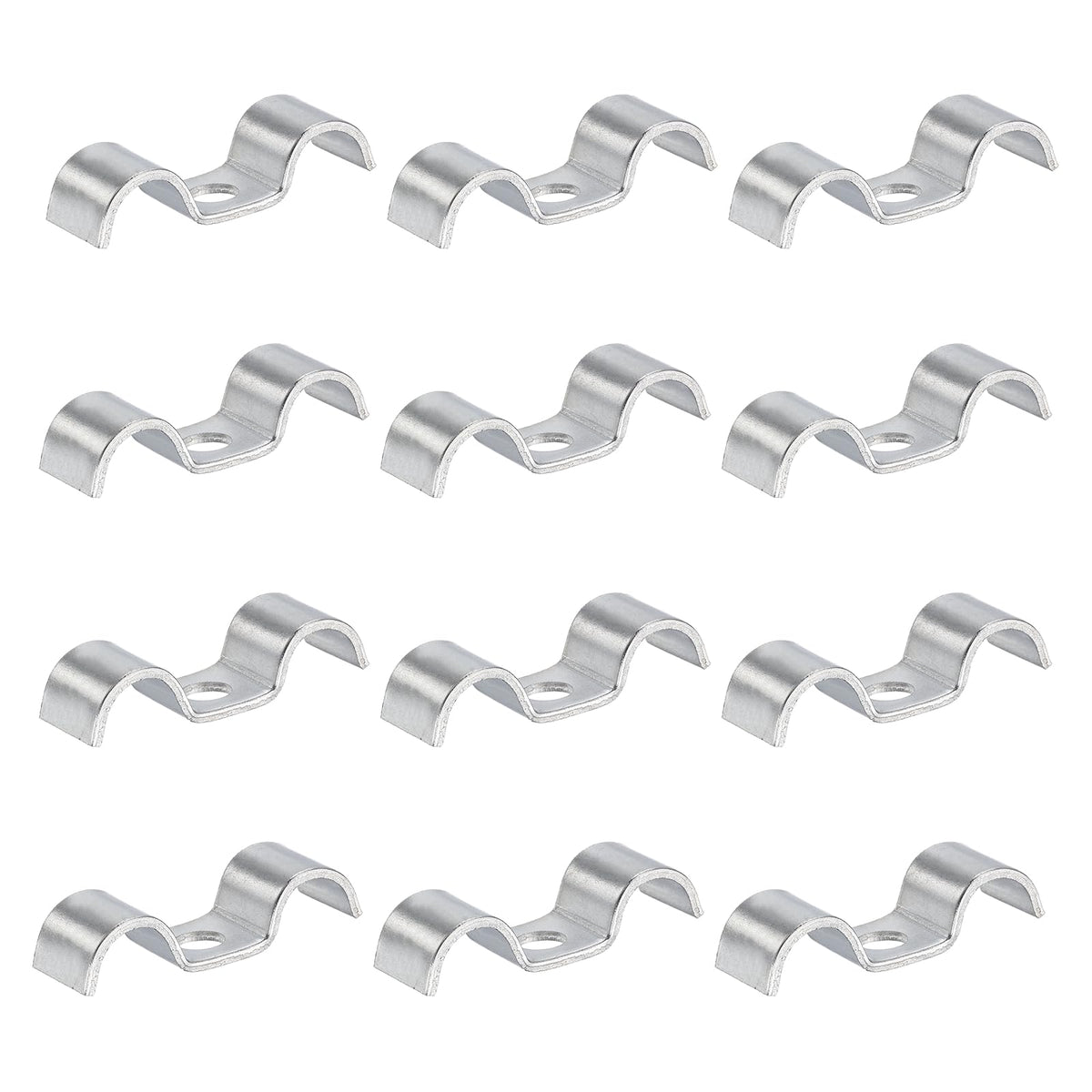 HARFINGTON 12Pcs Stainless Steel Double Line Clamp 12 mm / 1/2 inch Fuel Lines Clips M-Shape Mounting Clip for Brake Fuel Lines