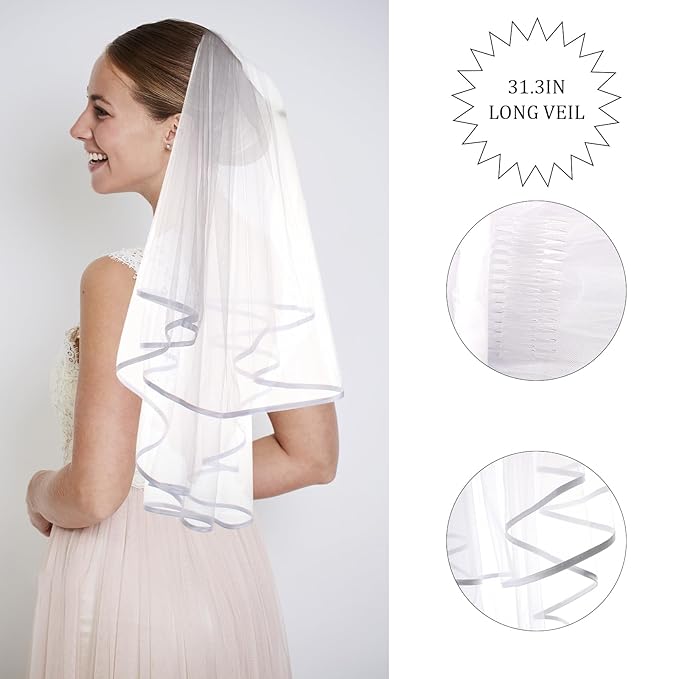 CIEHER Bachelorette Party Favors - White Veil, Bride to Be Sash & Crystal Crown for Bridal Shower Decoraions Wedding Party Gifts - Rose Gold