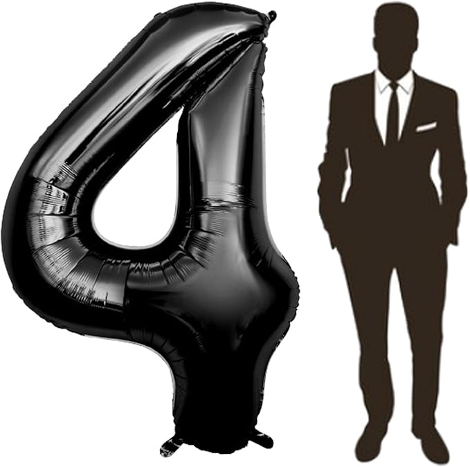 60 Inch Black Number Balloon Large Foil Number Balloons With Base，0-9 Big Number Balloons for Birthday Party Supplies Decorations