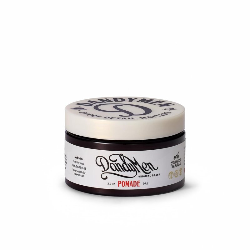DandyMen Pomade – Strong Hold, High Shine, and Hydrating Formula with Pro-Vitamin B5 – Tobacco Vanilla Scent – 3.4 oz