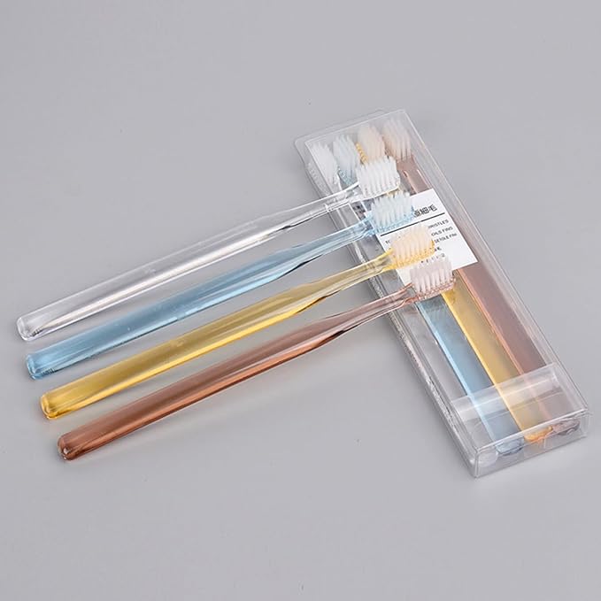 Superfine Soft Bristle Toothbrushes for Adults, 8Pcs Crystal Small Head Manual Toothbrush Set, Gentle Cleaning for Travel and Home Use