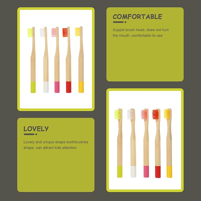 5Pcs Wear-Resistant Portable S Toothbrushes with Charcoal Soft Bristles Ergonomic Round Wooden Handles for Daily Use and Travel Soft Bristle Toothbrushes Random Colors Random Color