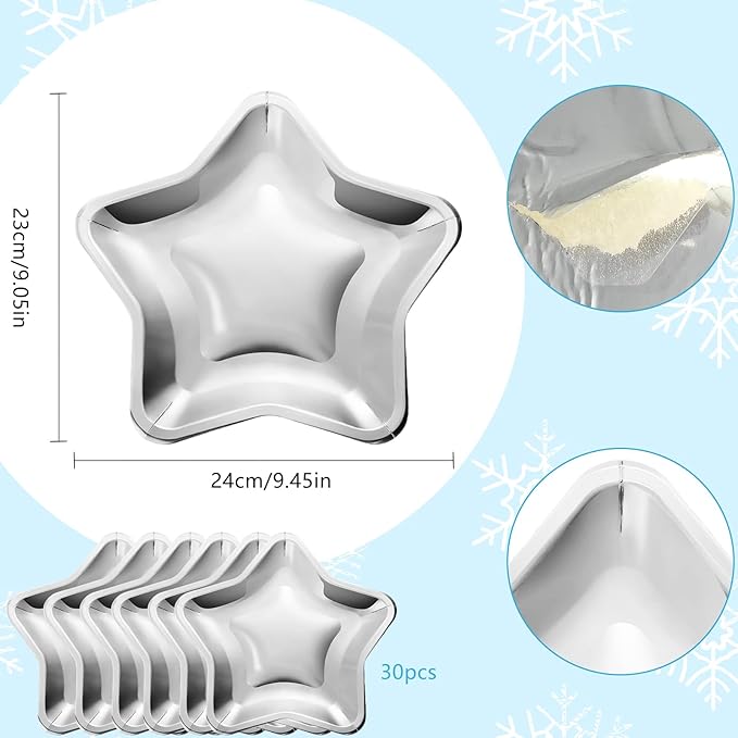 Patelai 30 Pieces Thick Star Shaped Paper Plates Disposable Party Plate Pentagram Dinnerware Decorations for Graduation Independence Day Wedding Birthday Baby Shower, 9.45 Inch(Silver)
