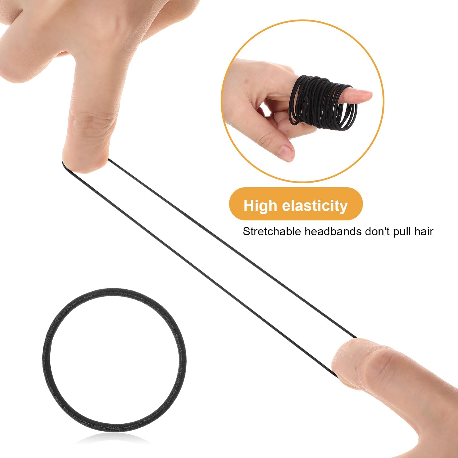 Canlierr 1000 Pcs Elastics Hair Ties Bulk Ponytail Holders Hair Bands Small Elastic Band Accessories for Women Men Straight Thick Curly(Black,2 mm)