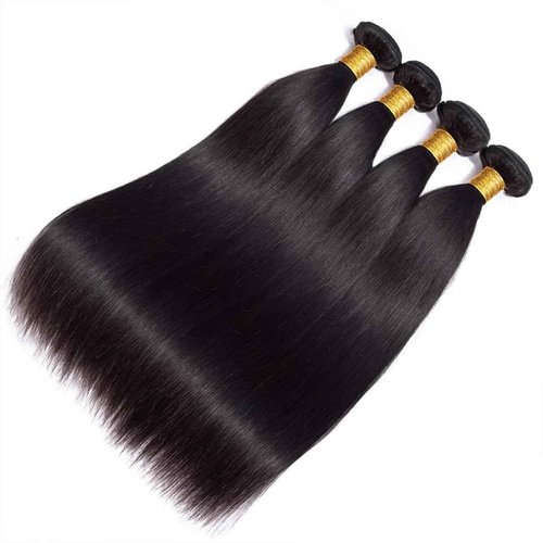 Straight Bundles Human Hair 18 20 22 24 Inch 100% Unprocessed Brazilian Virgin Hair 4 Bundles Human Hair Trippy Hair Weave Bundle Extension for Black Women Natural Color