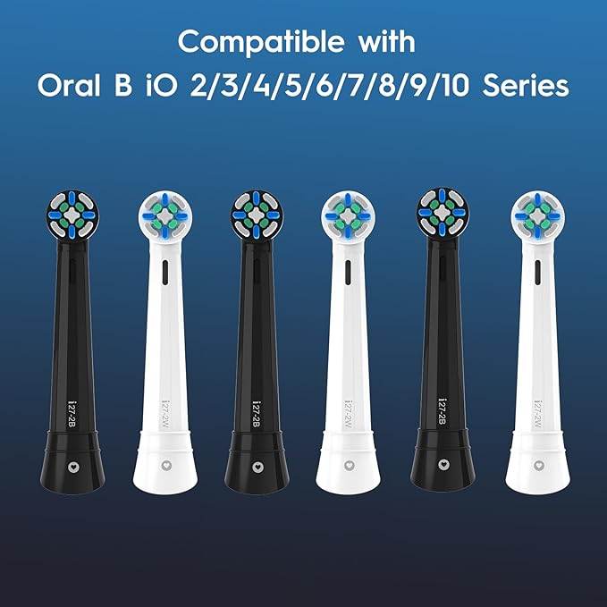 8 PCS Brush Heads Compatible with Oral B iO 2 3 4 5 6 7 8 9 10 Series Electric Toothbrush, Replacement Heads Compatible with Oral B IO (Black/White)