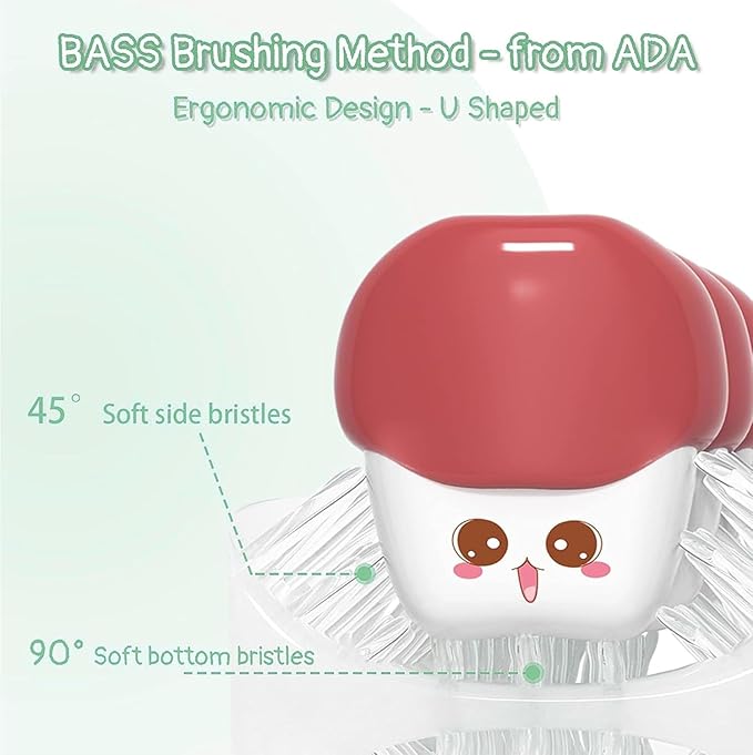 U Shaped Toothbrush - for Kids, Manual Whole Mouth Toddler Toothbrush Age 2-4 5 6 & up,Food Grade Soft Silicone Brush, 360° Oral Teeth Cleaning, Good for Dental Health, 2 Green