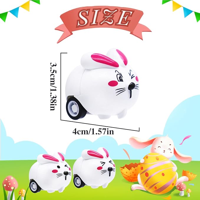 30 PCS Easter Rabbit Toy Cars,Rabbit Toys Pull Back Cars,Mini Bunny Toys for Easter Basket Stuffers,Easter Egg Stuffers,Party Favors,Classroom Prizes,Birthday Gifts,Kids,Girls,Boys
