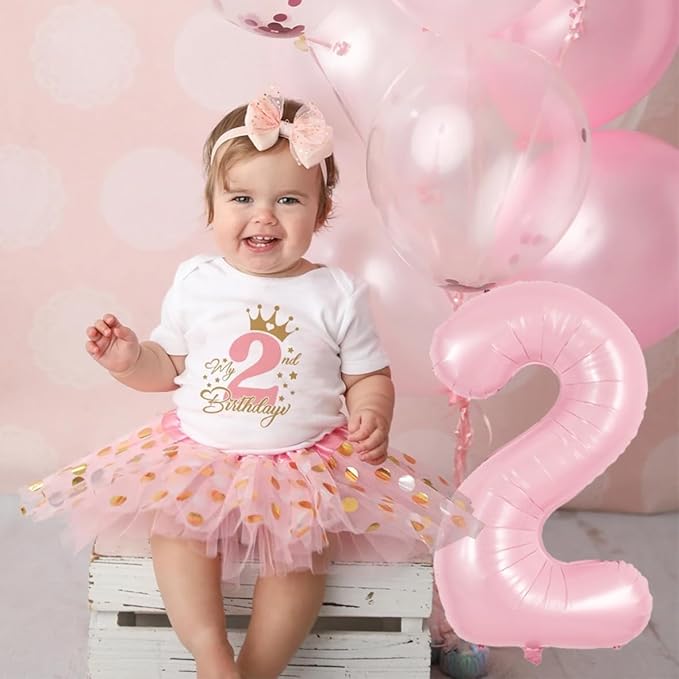 TONIFUL 40 Inch Pastel Pink Number 2 Balloon Balloon Big Pink Digital 2 Balloon for Girl's Birthday Party Wedding Bridal Shower Engagement Anniversary Photo Shoot Supplies