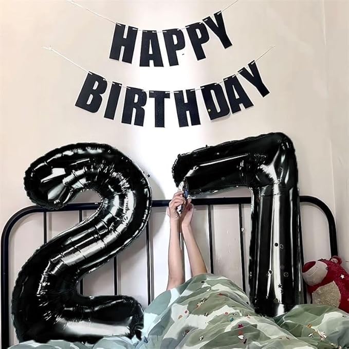 40 inch Black 7 Number Balloon Giant Foil Helium Balloons Black Large Digital Balloon 7 Number 7 Balloons for 7th Birthday Party Decorations Anniversary Events Decoration Supplies