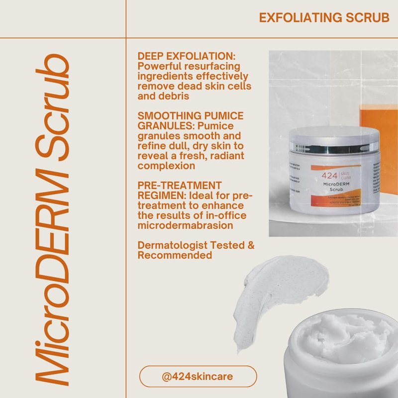 424 Skin Care MicroDERM Scrub - Dermatologist Tested & Recommended Exfoliating Scrub - Clinically Proven Formula, 2.3 oz