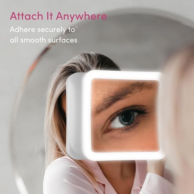 Fancii 20x Magnifying Makeup Mirror with LED Lights, Rechargeable, High Zoom | 7-inch Large Lighted Travel Mirror for Vanity and Bathroom, Dimmable, 3 Light Settings, Strong Suction, 360° Rotation