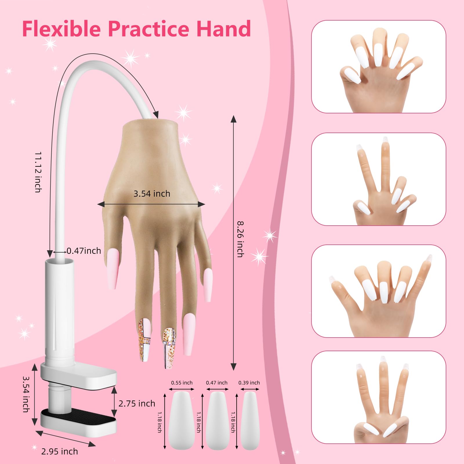 NIQZOPA Practice Hand for Acrylic Nails with Acrylic Nail Kit for Beginners