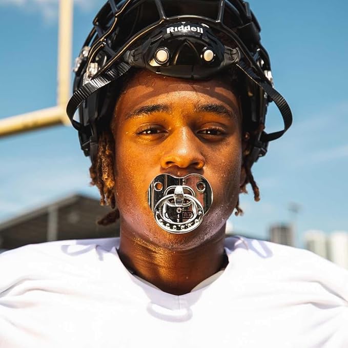 Battle Sports Binky Oxygen Football Mouthguard - Detachable Strap, Maximum Breathability, Works with Braces & No Boiling Required