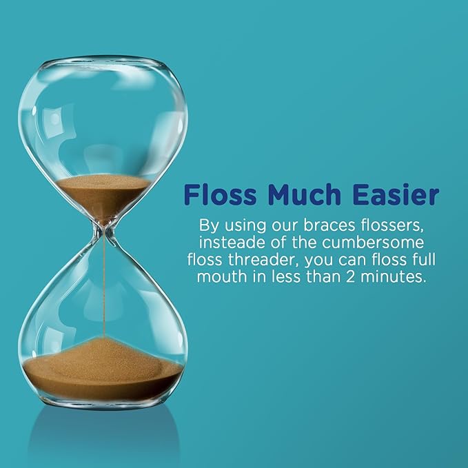 3-in-1 Braces Flossers - Orthodontic Dental Floss Picks, 100 Count (Pack of 1)
