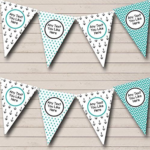 Sailing Nautical Beach Seaside Turquoise Personalized Birthday Party Bunting - Hanging Party Decoration - Birthday Party Banner Garland | Decorative Party Supplies