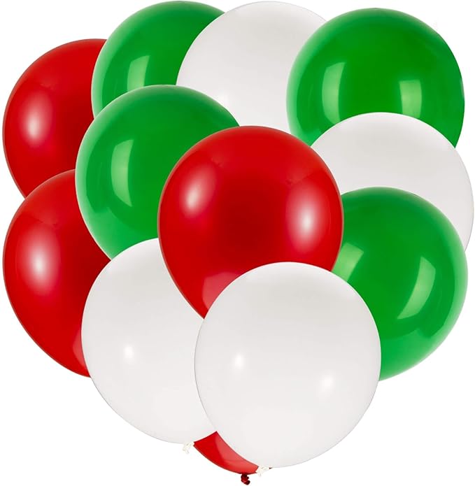 100PCS Christmas Balloons Garland Arch - MAQIHAN Xmas Red Green White Balloons Christmas Birthday Party Decorations Latex Balloons Globos Para Decoracion De Fiestas Tree Baloons Party Supplies 12 Inch