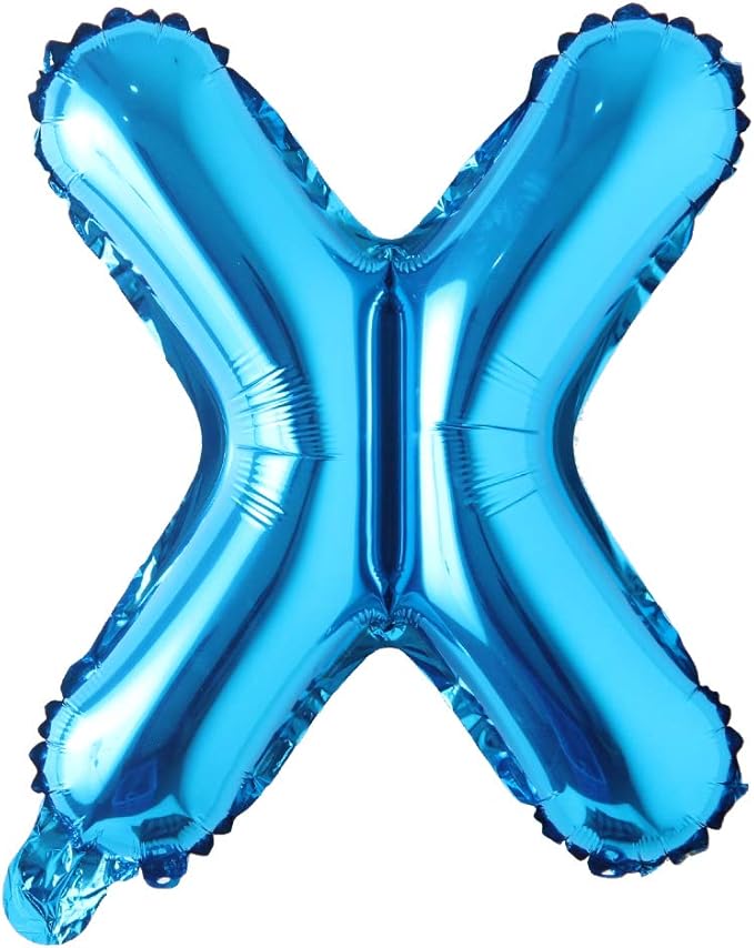 Blue 28 inch Letter Balloons Alphabet Number Balloons Foil Mylar Party Wedding Bachelorette Birthday Bridal Baby Shower Graduation Anniversary Celebration Decoration (Can not Float) (28 inch Blue X)