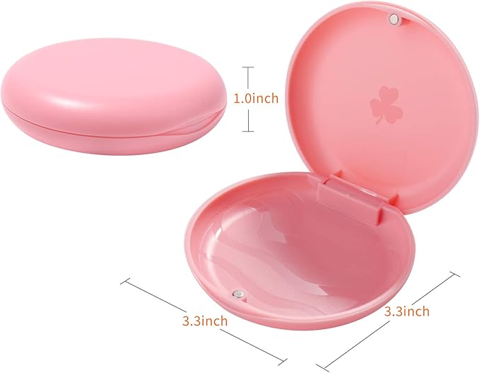 (2 Pack) Retainer Cases,Solid Orthodontic Retainer Case (Pink)
