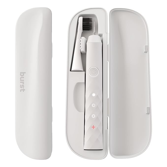BURST Sonic Electric Toothbrush Travel Case – Magnetic Lid, Lightweight, White (Case Only)