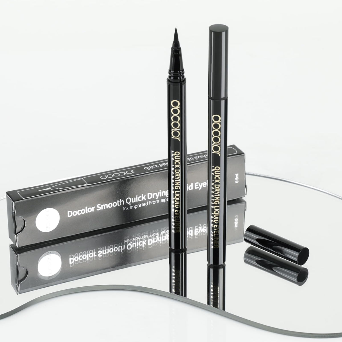 docolor Eyeliner, 2PCS Black Liquid Eyeliner Waterproof Eye Liner Pen Super Slim Precise All Day Black Eye Pencils Professional Makeup Liquid Eye Liner Pencil for Women