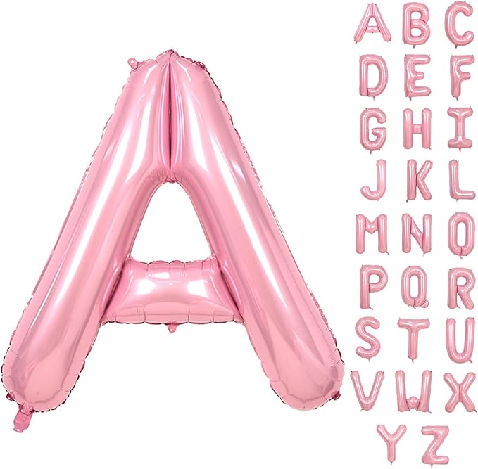 Biapian 40 Inch Letter Balloons - Giant Pink Letter A Balloon for Girls Women Birthday Party Decoration