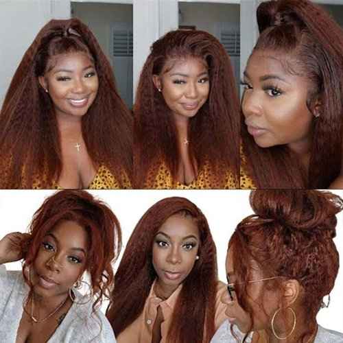 Condescension Bundles Human Hair 18 20 22" Inch Chocolate Brown Yaki Wave Human Hair Bundles Brazilian Virgin Remy Medium Brown Soft and Silky Hair Extensions