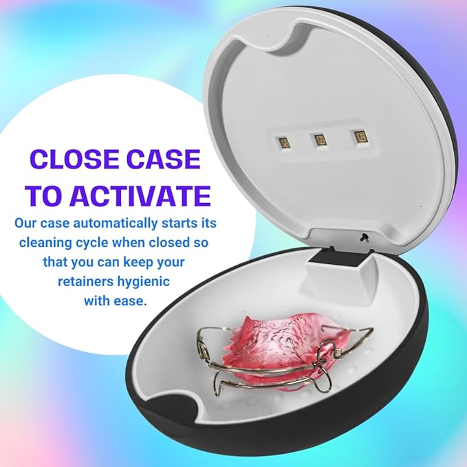 UVC Retainer Case, TARE Case, Compatible with Invisalign, Mouth Guard Case, Dental Braces Case Slim Battery Powered, Aligner (Black)