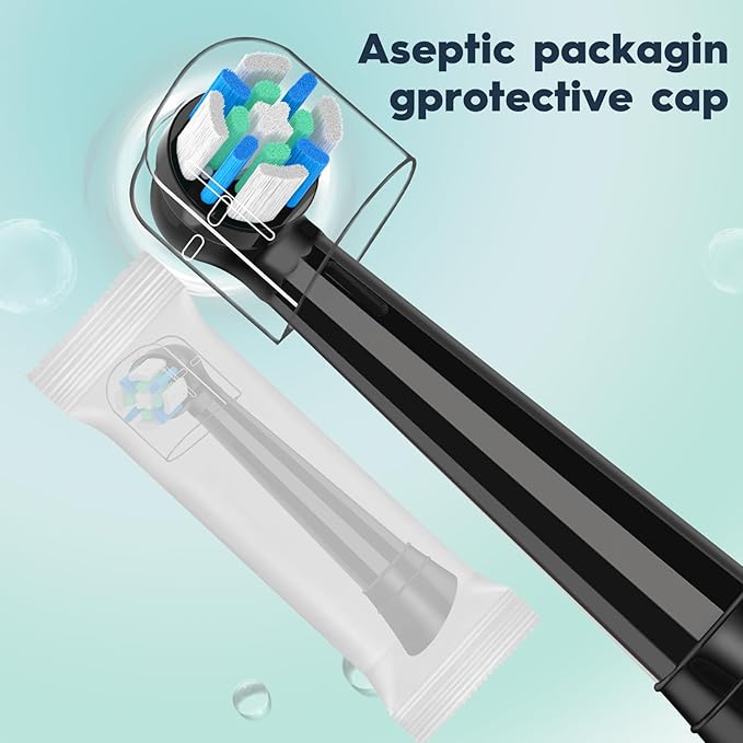 8PCS iO Replacement Heads Compatible with Oral B iO,iO Series Electric Toothbrush Heads Compatible with Oral B iO 2/3/4/5/6/7/8/9/10,Medium Bristles for Effective Plaque Removal,Black