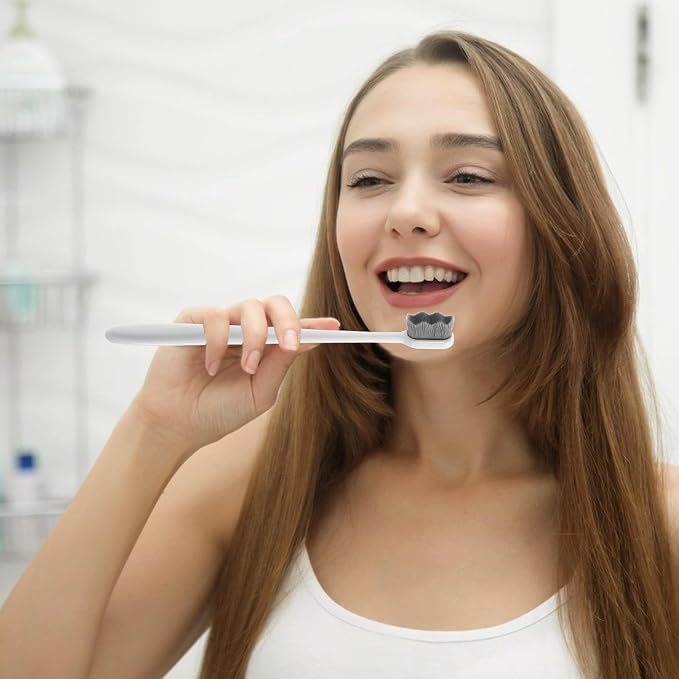 Soft Toothbrushes for Adults 4pcs, Extra Soft Bristles with Black Curved Design, Lightweight Manual Toothbrushes for Travel and Daily Oral Care