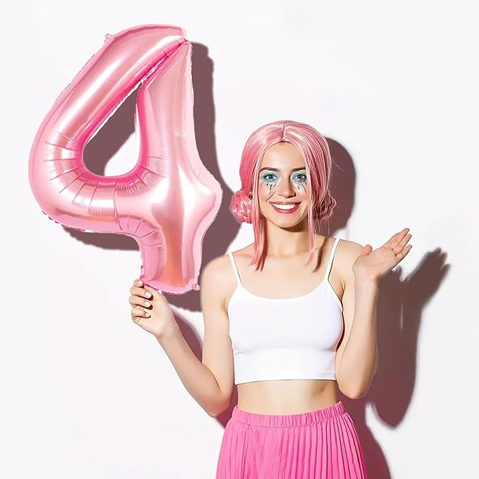 Number Balloons Pink Party Balloon - Giant Number 4 Balloon, 40 Inch Large Balloon, Birthday Decorations for Women, Birthday Balloon for Anniversary Baby Shower Princess Party Decorations