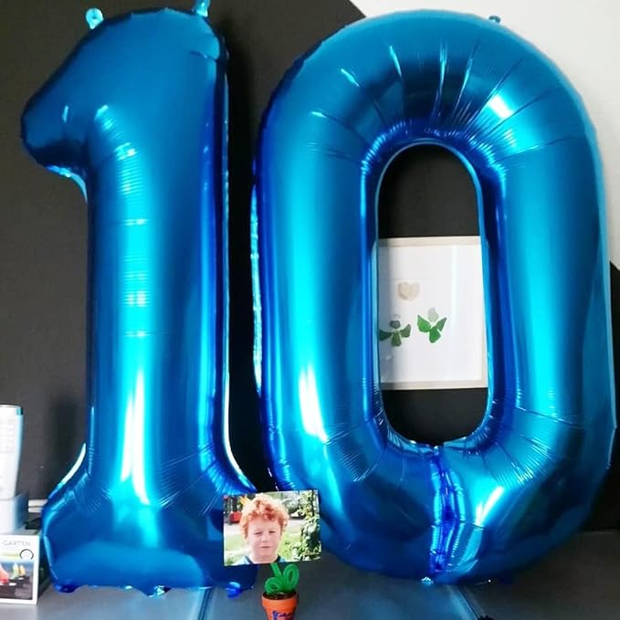 40 inch Blue Number Balloon Giant Foil Helium Balloons Blue Number 0 Balloon for Birthday Party Decorations