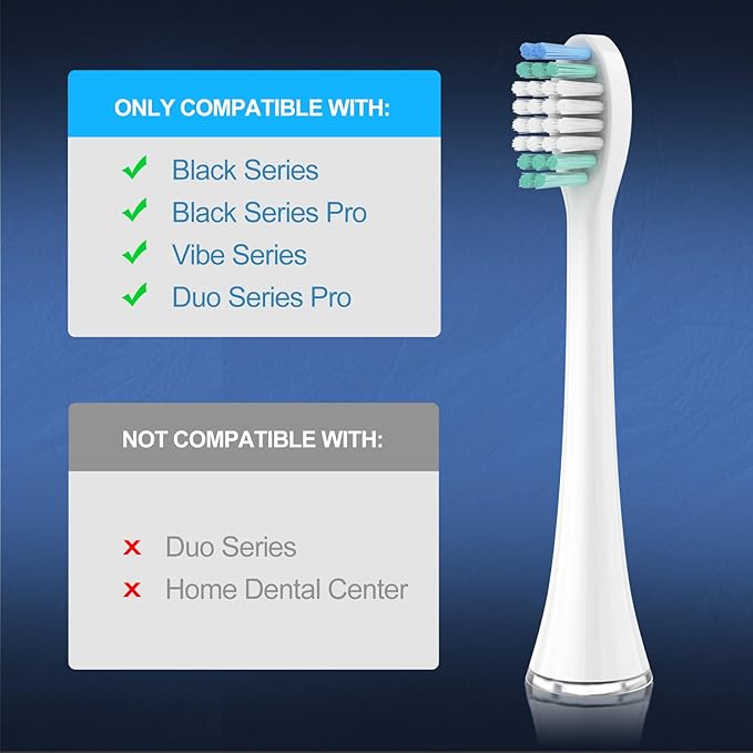 Replacement Toothbrush Heads for AquaSonic Black Series, Vibe Series, Black Series Pro,and for Duo Pro Electric Toothbrush White, Pack of 10