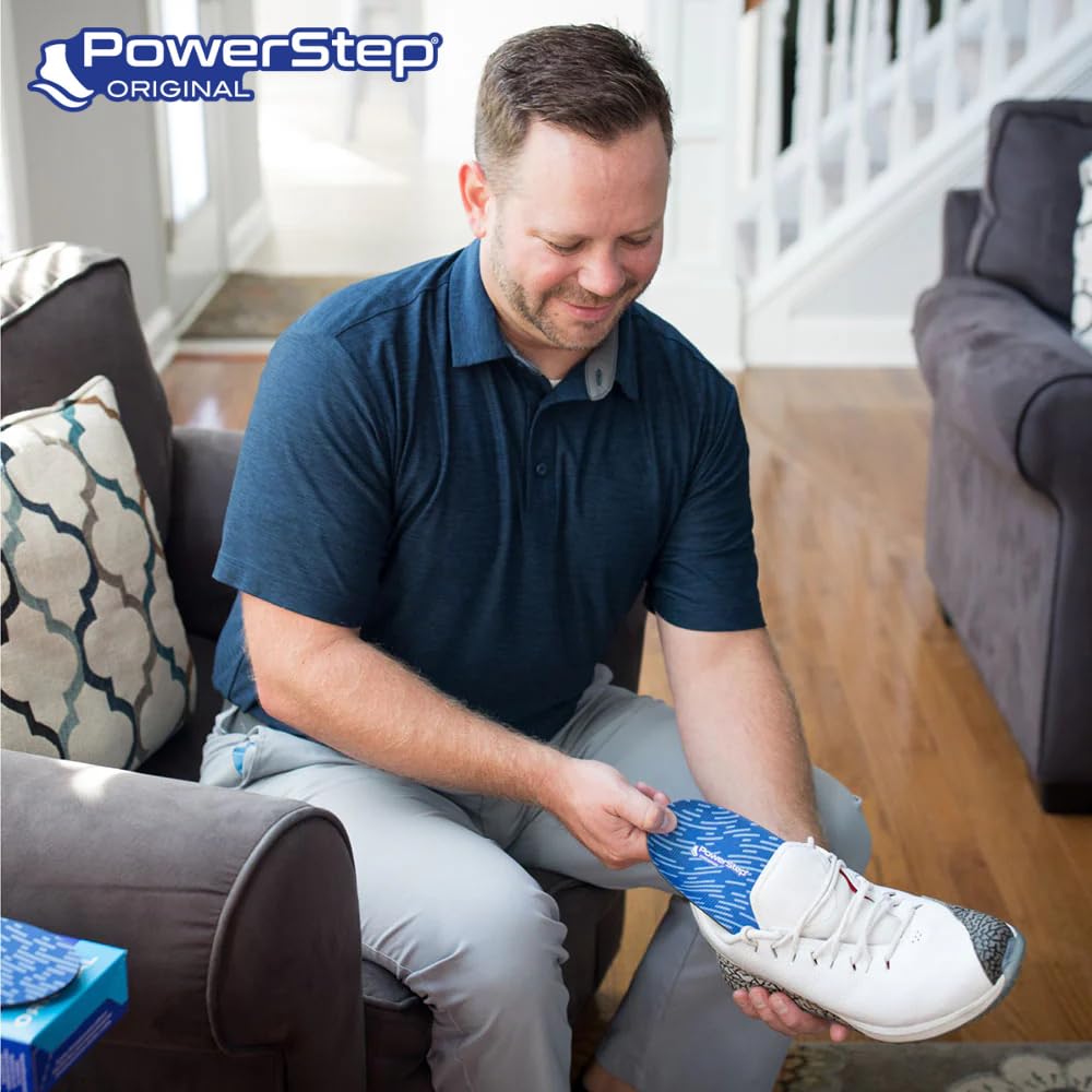 PowerStep Original Insoles, Arch Pain Relief Orthotics, Tight Shoes, Foot Support for Plantar Fasciitis, Mild Pronation, Foot & Arch Support Inserts, Shoe Inserts, Made in the USA (M 7-7.5, F 9-9.5)